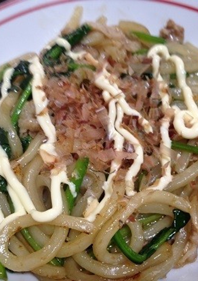 【低蛋白・減塩】ほうれん草マヨ焼きうどん-レシピのメイン写真