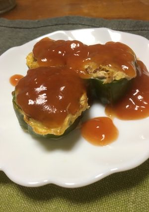 輪切りピーマンの肉詰めピカタ風-レシピのメイン写真