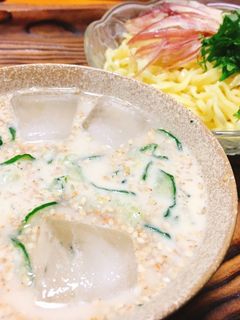 インスタントラーメンでごま豆乳冷汁つけ麺-レシピのメイン写真