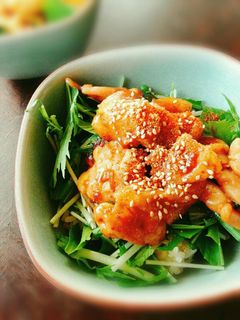 くぎ煮のたれで、甘辛にんにくチキン丼。-レシピのメイン写真