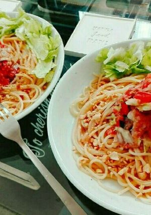 トマトと大根おろしの梅肉冷製パスタ-レシピのメイン写真