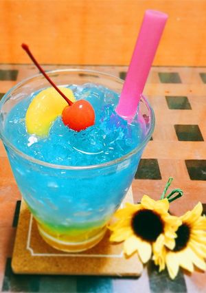氷みつでクラッシュ寒天ゼリーソーダ-レシピのメイン写真