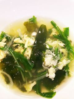 水菜とワカメの卵とじスープ-レシピのメイン写真