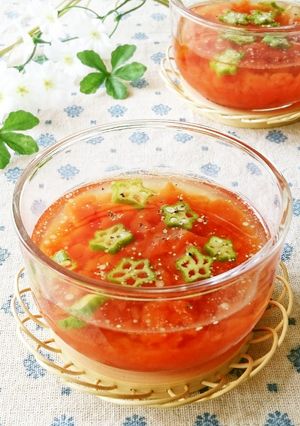 野菜ジュースde冷たいジュレスープ-レシピのメイン写真