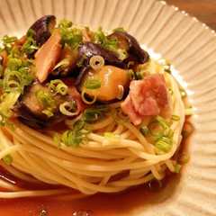 รูปของ レンジで簡単！ピリ辛茄子の和風冷製パスタ