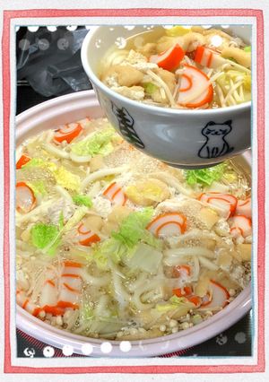 ワイワイ☆うどん鍋〜(o˘◡˘o)♡-レシピのメイン写真