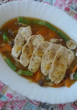 チンするだけ！さっぱり！鶏肉の野菜蒸し♪-レシピのメイン写真