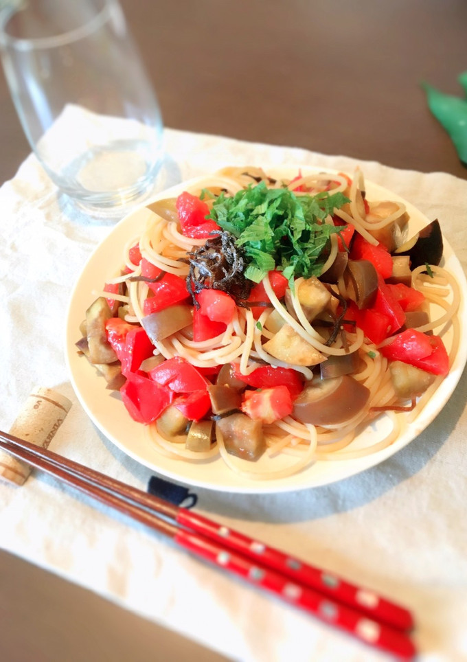 夏の！トマトと茄子の和風パスタ-レシピのメイン写真