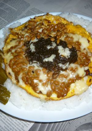 納豆＋生もずく入りオムレツのカフェ丼v2-レシピのメイン写真