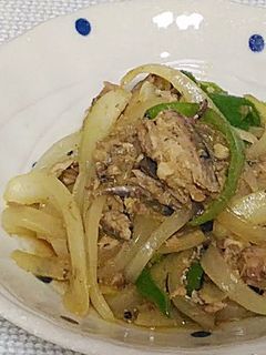 サバ缶入り玉ねぎとピーマンのカレー炒め-レシピのメイン写真