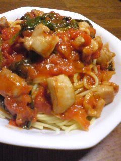 チキンとほうれん草のトマトスパゲッティ-レシピのメイン写真