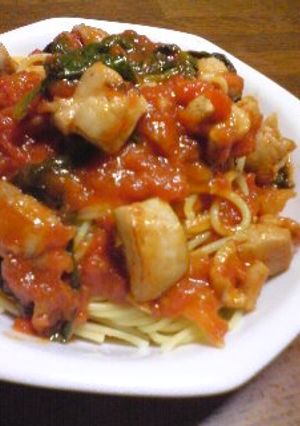 チキンとほうれん草のトマトスパゲッティ-レシピのメイン写真