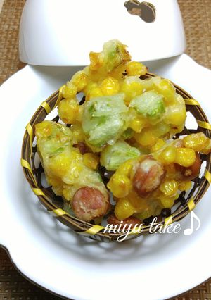 ブロッコリーの芯とウインナーのかき揚げ-レシピのメイン写真