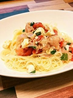 【自分用】トマト嫌いが作る冷製パスタ-レシピのメイン写真