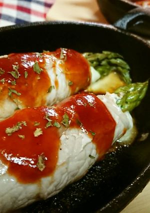 肉巻アスパラのとろとろチーズBBQソース-レシピのメイン写真