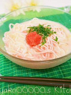 夏に♪冷やしたらこ豆乳素麺-レシピのメイン写真