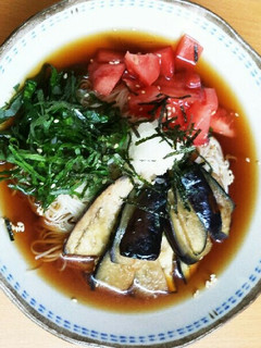 暑い日に~茄子のぶっかけそうめん~-レシピのメイン写真