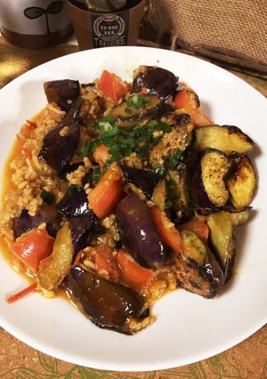 ナスのひき肉炒めinたっぷりトマト-レシピのメイン写真