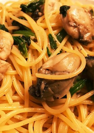男の料理〜！牡蠣とほうれん草のパスタ〜！-レシピのメイン写真