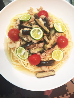 暑い日に！茄子とツナの冷製パスタ！-レシピのメイン写真