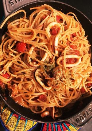 イカのワタでコクうま☆トマトソースパスタ-レシピのメイン写真