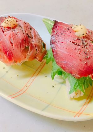 超簡単♡ローストビーフでお寿司風^ ^-レシピのメイン写真