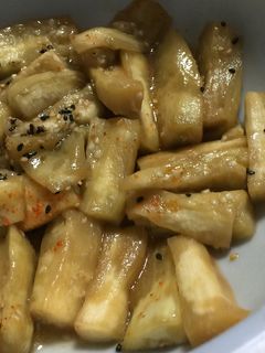 ナスと調味料入れてレンジで加熱-レシピのメイン写真