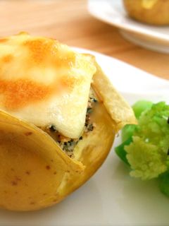 モロヘイヤとおから明太のチーズ焼きポテト-レシピのメイン写真