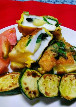 はんぺんの、チーズ、青しそ入りピカタ焼き-レシピのメイン写真