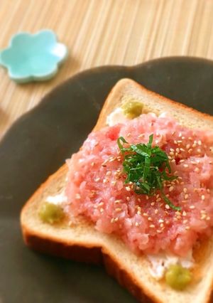大葉香る＊ねぎとろクリチの和トースト-レシピのメイン写真