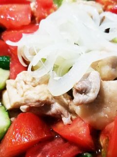 夏に❤鶏肉とキューリとトマトのサラダ♪-レシピのメイン写真