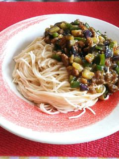 簡単♡ナスdeピリ辛肉味噌そうめん♪-レシピのメイン写真