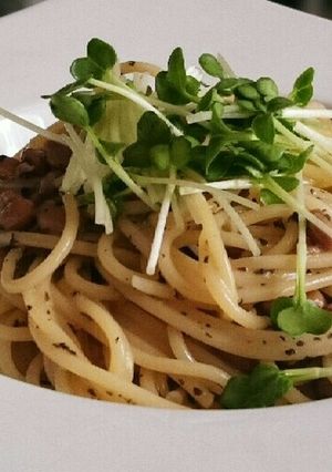 簡単！コンロ不使用！納豆ゆかりパスタ-レシピのメイン写真