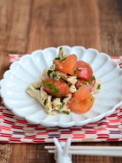 トマトのお浸しと蒸し鶏の和え物-レシピのメイン写真