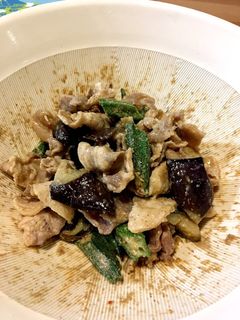 オクラとなすのごま和え(豚肉と一緒に♡)-レシピのメイン写真