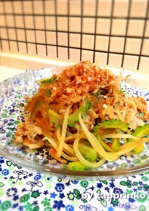 簡単メイン☆豚こまとゴーヤもやし和風炒め-レシピのメイン写真