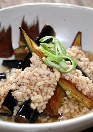 揚げ茄子の鶏そぼろあんかけ-レシピのメイン写真