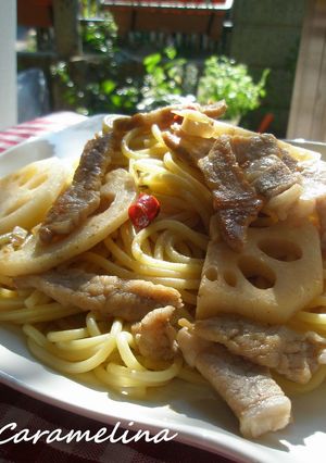 豚肉とレンコンのおかずパスタ-レシピのメイン写真