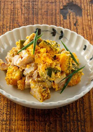 かぼちゃとチキンの胡麻和えサラダ-レシピのメイン写真