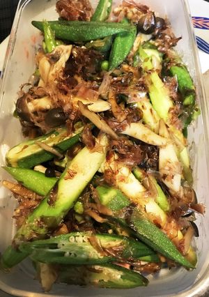 簡単!オクラとアスパラの醤油炒め-レシピのメイン写真