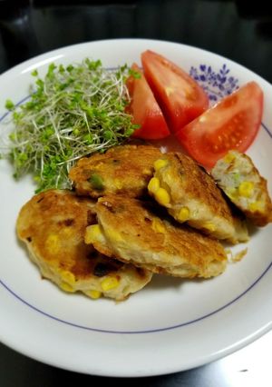 コーン&枝豆☆ふわふわメレンゲお焼き-レシピのメイン写真