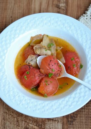 豚バラトマトの昆布煮込み-レシピのメイン写真