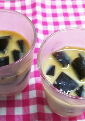 砂糖ゼロのコーヒー寒天♪甘酒ミルクかけ-レシピのメイン写真