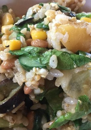 残ったカレーで！納豆と夏野菜のチャーハン-レシピのメイン写真