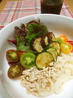 モロヘイヤつゆの夏野菜うどん-レシピのメイン写真