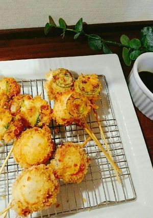 ＊ズッキーニのくるくる串揚げ３種盛り＊-レシピのメイン写真