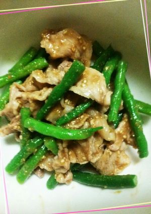 火不使用★豚肉インゲン甘ゴマ味噌和え-レシピのメイン写真