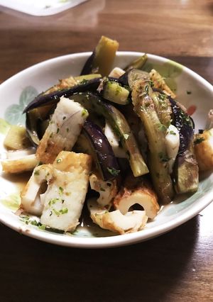 【3分おつまみ】ナスと竹輪の磯部揚げだし-レシピのメイン写真