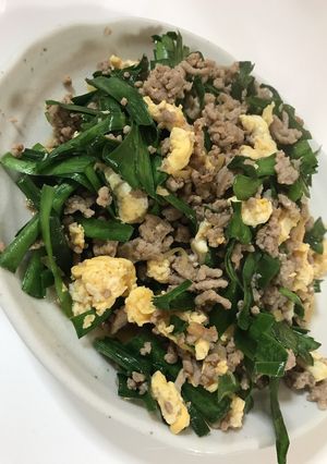 スタミナ満点☆ひき肉とニラ卵炒め-レシピのメイン写真