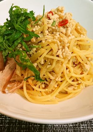 鶏そぼろと新生姜のパスタ-レシピのメイン写真